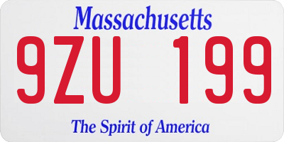 MA license plate 9ZU199