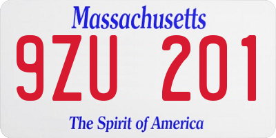 MA license plate 9ZU201