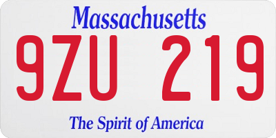 MA license plate 9ZU219