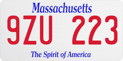 MA license plate 9ZU223