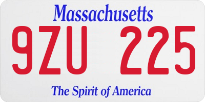 MA license plate 9ZU225