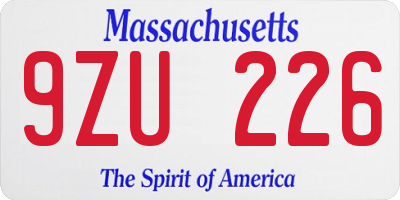 MA license plate 9ZU226