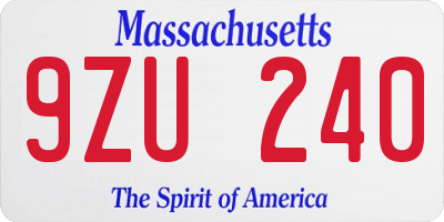 MA license plate 9ZU240