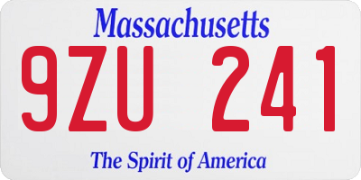 MA license plate 9ZU241