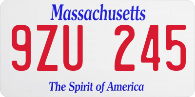 MA license plate 9ZU245