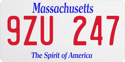 MA license plate 9ZU247