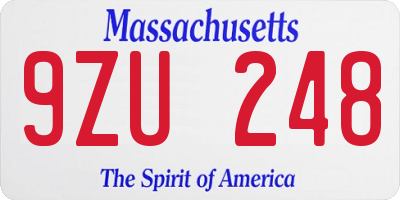 MA license plate 9ZU248