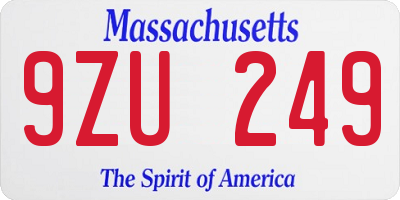 MA license plate 9ZU249