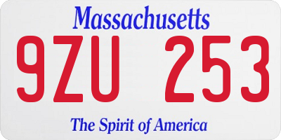 MA license plate 9ZU253