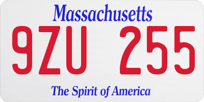 MA license plate 9ZU255