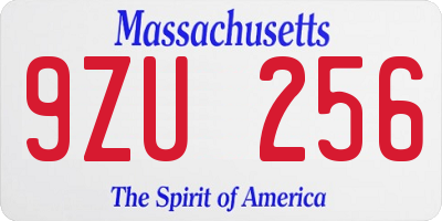 MA license plate 9ZU256