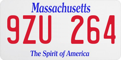 MA license plate 9ZU264