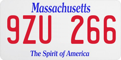 MA license plate 9ZU266