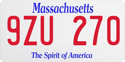 MA license plate 9ZU270