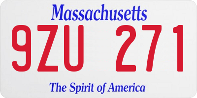 MA license plate 9ZU271