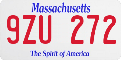 MA license plate 9ZU272