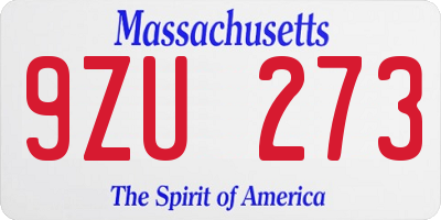 MA license plate 9ZU273