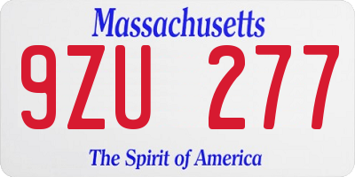 MA license plate 9ZU277