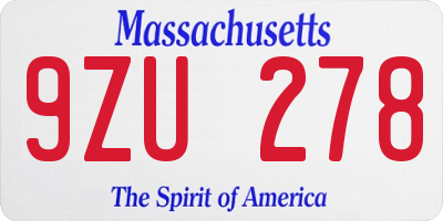 MA license plate 9ZU278