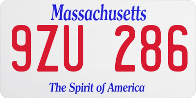 MA license plate 9ZU286