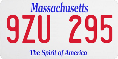 MA license plate 9ZU295