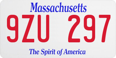 MA license plate 9ZU297