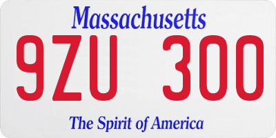 MA license plate 9ZU300