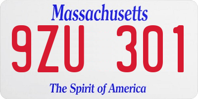 MA license plate 9ZU301