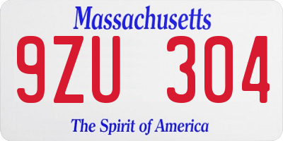 MA license plate 9ZU304