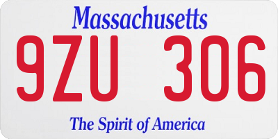 MA license plate 9ZU306