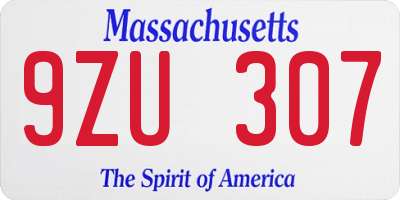 MA license plate 9ZU307