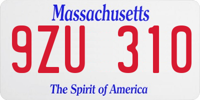 MA license plate 9ZU310