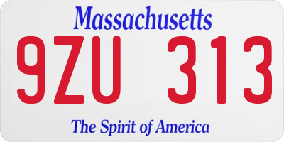 MA license plate 9ZU313