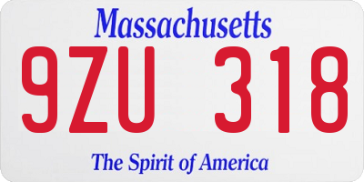 MA license plate 9ZU318