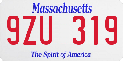 MA license plate 9ZU319