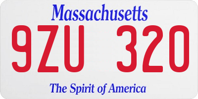 MA license plate 9ZU320