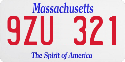 MA license plate 9ZU321