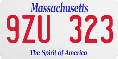 MA license plate 9ZU323