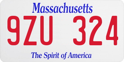 MA license plate 9ZU324