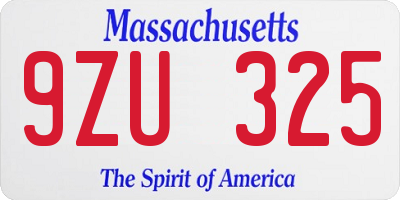 MA license plate 9ZU325