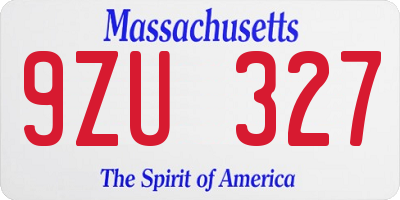 MA license plate 9ZU327