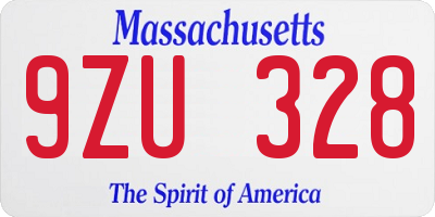 MA license plate 9ZU328