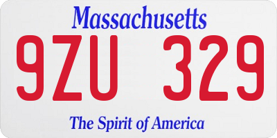 MA license plate 9ZU329