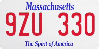 MA license plate 9ZU330