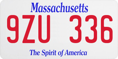 MA license plate 9ZU336