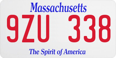 MA license plate 9ZU338
