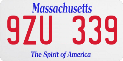 MA license plate 9ZU339