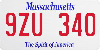 MA license plate 9ZU340