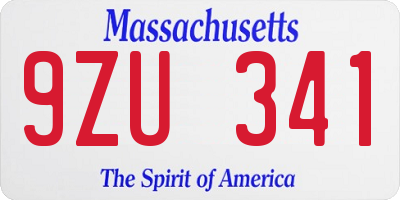 MA license plate 9ZU341