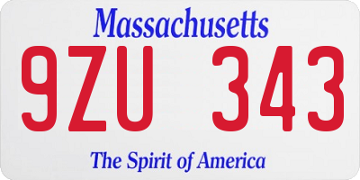 MA license plate 9ZU343